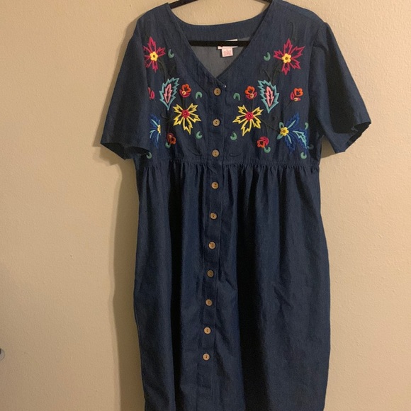 go softly patio Dresses Go Softly Patio Embroidered Denim